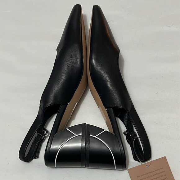 NWOB Azura “Pretty” Black Leather Pointed Toe Slingback Sandals - Picture 5 of 12